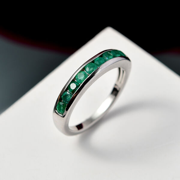 Socoto Smaragd Ring 925 Silber platiniert (Gr&ouml;&szlig;e 19.00) ca. 0,58 ct image number 1