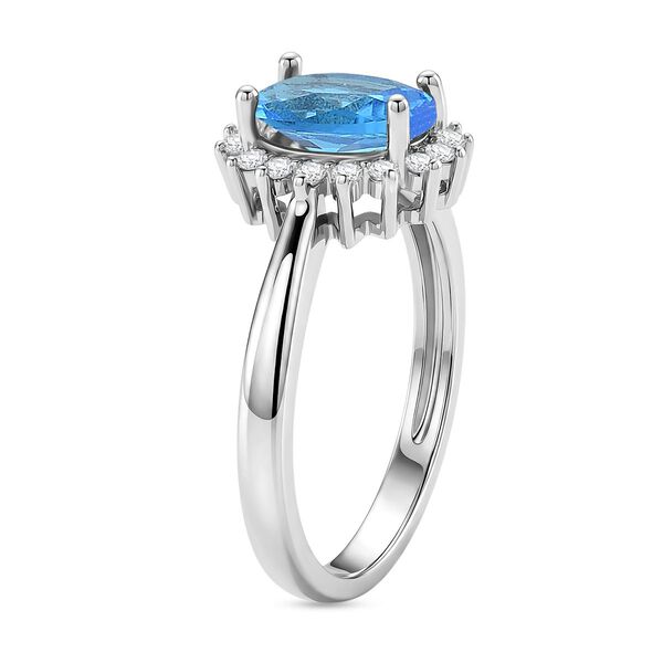 Wei&szlig;er Zirkonia, Blaues Glas Ring Nickelfreies Messing (Gr&ouml;&szlig;e 18.00) image number 4