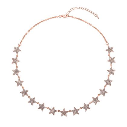 Wei&szlig;e Kristall Halskette, ca. 50 cm, ros&eacute;farben