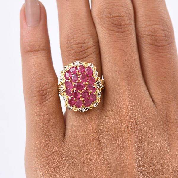 Niassa Rubin Ring Nickelfreies Messing platiniert und vergoldet (Gr&ouml;&szlig;e 16.00) ca. 4,31 ct image number 3