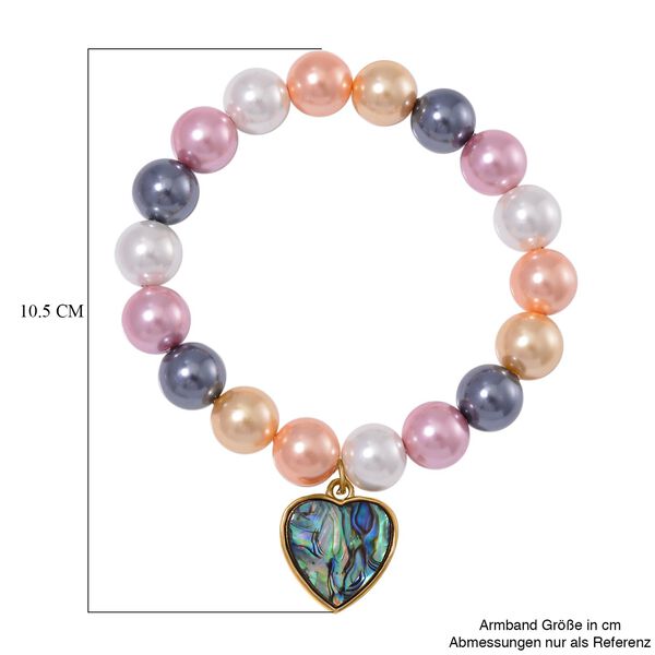 Mehrfarbiges Muschelkernperlen und Abalone Muschel Armband, 17-19 cm - 198 ct. image number 5