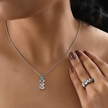 Wei&szlig;er Topas Schmuckset  Edelstahl ca. 5.43 ct