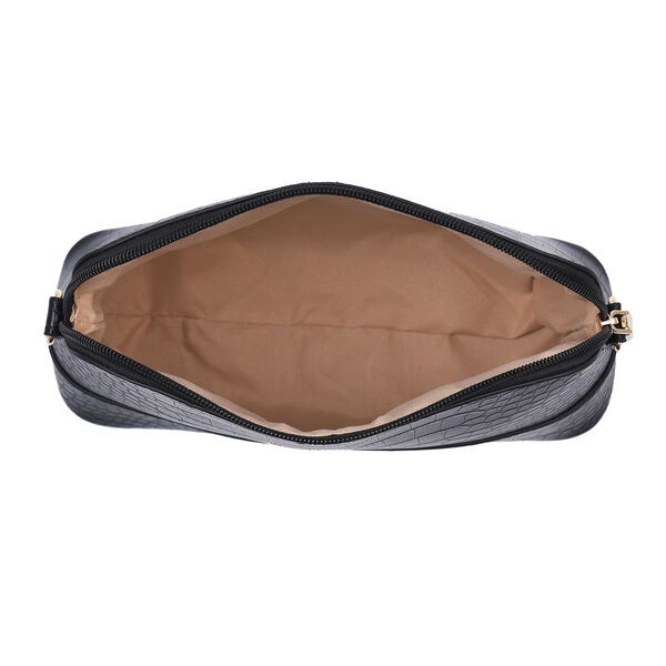 Passage - 4er-Set, Handtasche, Crossbody Tasche, Clutch und Brieftasche mit Kroko-Pr&auml;gung, Schwarz image number 5