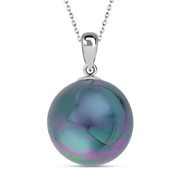 Muschelkernperle Schmuckset, Tahiti-Farbe, 925 Silber, rhodiniert, Edelstahl-Kette image number 3