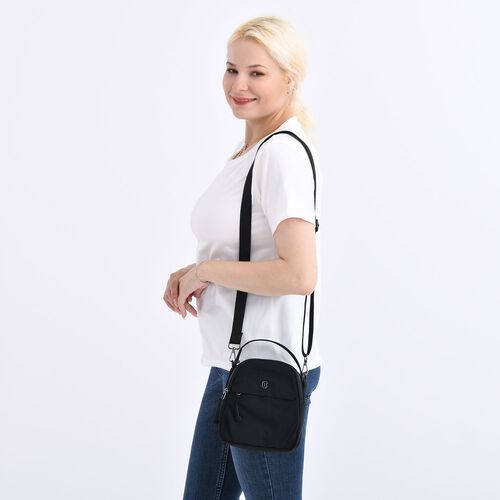 "lifestyle-Color:Black size/Profile:Nylon Crossbody Bag wall(exterior):Nylon  Lining(interior):Polyster Pockets(exterior):zipped-1;Pockets(interior): zipped-1. Measurement(inch):17*21*8cm  strap:cm " image number 1