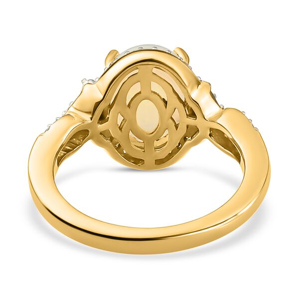 Nat&uuml;rlicher &Auml;thiopischer Opal und Zirkon Halo Ring 925 Silber Gelbgold Vermeil image number 7