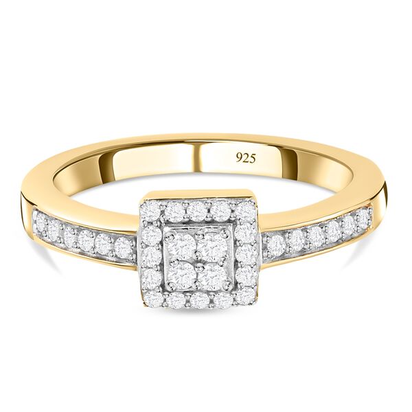 Diamant Ring 925 Silber Gelbgold Vermeil