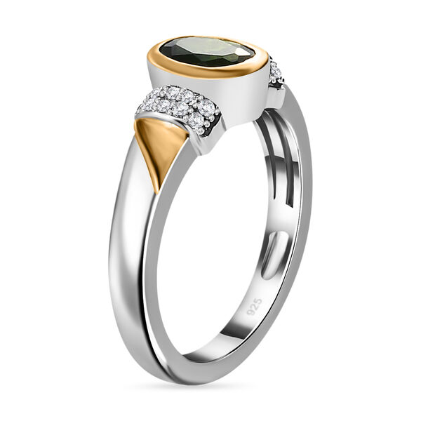 Nat&uuml;rlicher Chromdiopsid und Zirkon Ring 925 Silber Bicolor  ca. 0,98 ct image number 5