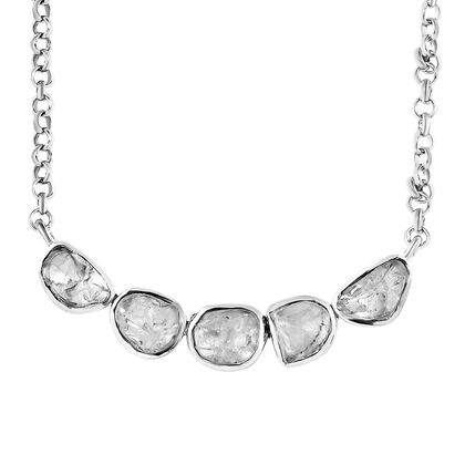 Handgearbeiteter Polki Diamant Halskette 45 cm lange 925 Silber platiniert ca. 1,00 ct