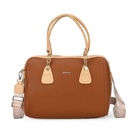SATCHEL Moderne Handtasche mit Crossbody Gurt, 34x11x22 cm, braun
