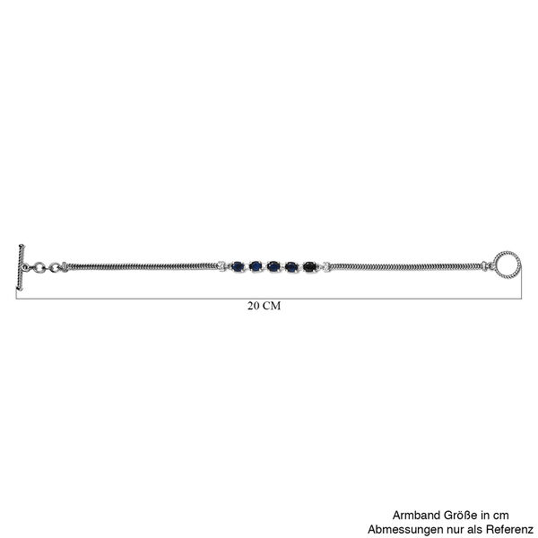 Masoala Saphir (Fissure gef&uuml;llt) und Zirkon Armband ca. 19 cm 925 Silber platiniert ca. 2,78 ct image number 5