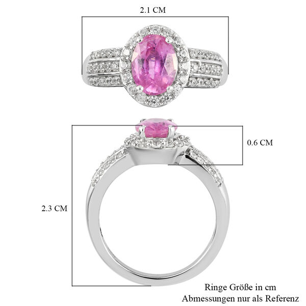 Premium Ilakaka Rosa Saphir und Zirkon-Ring, 925 Silber platiniert, 2,30 ct. image number 7