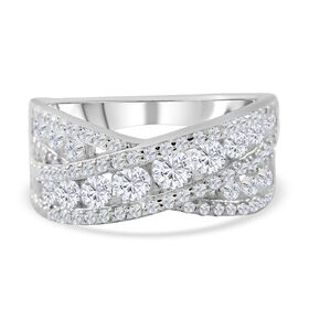 Lustro Stella - Weißer Zirkonia Ring, 925 Silber rhodiniert (Größe 17.00) ca. 1.31 ct