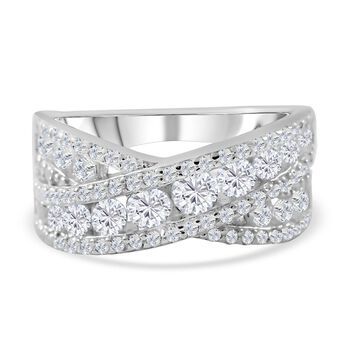 Lustro Stella - Wei&szlig;er Zirkonia Ring, 925 Silber rhodiniert (Gr&ouml;&szlig;e 17.00) ca. 1.31 ct