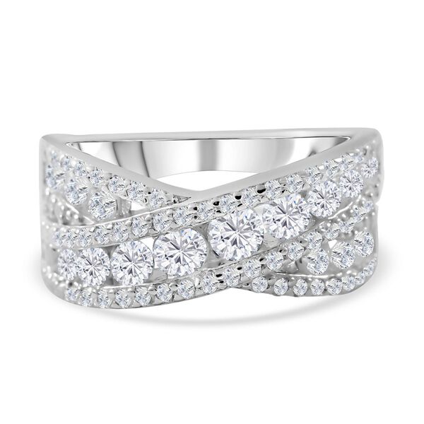 Lustro Stella - Wei&szlig;er Zirkonia Ring, 925 Silber rhodiniert (Gr&ouml;&szlig;e 17.00) ca. 1.31 ct