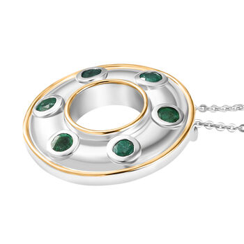 Gemfields AA Kagem Sambischer Smaragd Schmuckset 925 Silber rhodiniert, 925 Silber Rhodiniert und 750 Gelbgold Vermeil ca. 0.66 ct