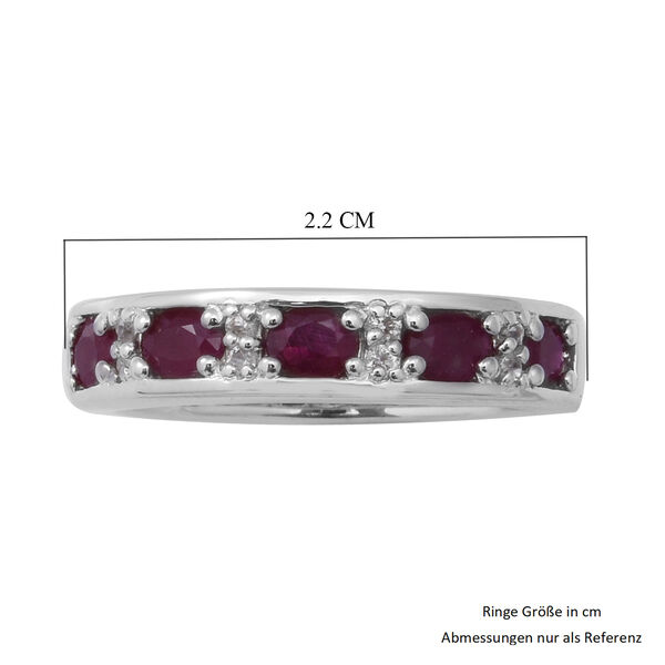 Rubin und Zirkon Half Eternity Band Ring 925 Silber platiniert (Größe 19.00) ca. 0,98 ct image number 5