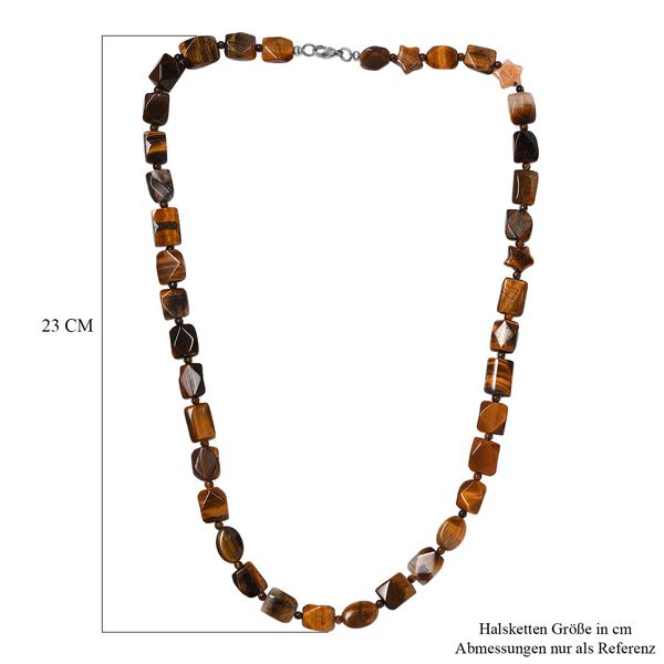 Tigerauge Halskette ca. 60 cm Edelstahl rhodiniert ca. 250.00 ct image number 6