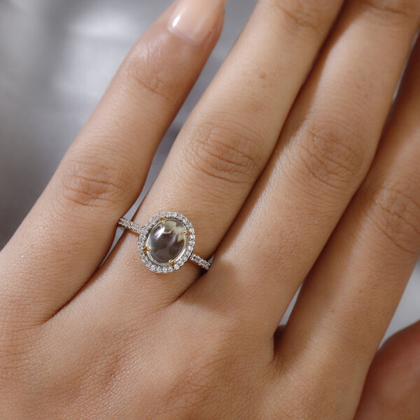 Blau Topas und Zirkon Ring 925 Silber vergoldet  ca. 3,16 ct image number 3