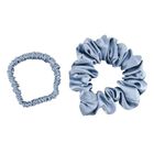 LA MAREY Signature - Seiden-Scrunchies aus 100% Maulbeerseide, 1 cm und 3,5 cm, Himmelblau