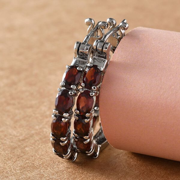 Rote Granat-Ohrringe, Edelstahl, ca. 9,54 ct image number 2