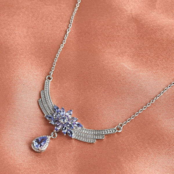 Tansanit Halskette 45 cm 925 Silber platiniert ca. 1,53 ct image number 2