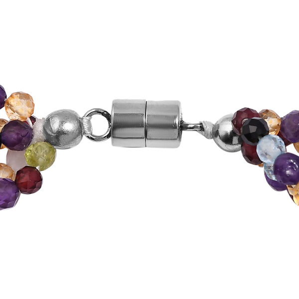 Schwarzes Spinell und afrikanisches Amethyst-Armband, ca. 19 cm, Edelstahl, ca. 58,95 ct image number 4