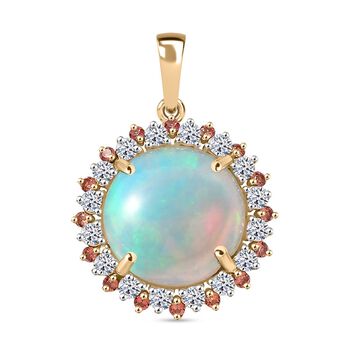 AAA Nat&uuml;rlicher, &auml;thiopischer Welo Opal, Padparadscha Saphir, Lab Grown Diamant Anh&auml;nger 585 Gold ca. 6.75 ct