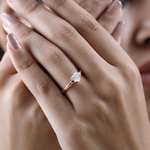 Moissanit Ringe 925 Silber Ros&eacute;gold Vermeil (Gr&ouml;&szlig;e 16.00) ca. 0.93 ct image number 2