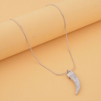 Wei&szlig;er Kristall-Dolch-Halskette Silberton, 70cm