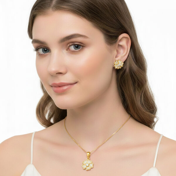 Moissanit Schmuckset, 925 Silber vergoldet - 0,58 ct. image number 3