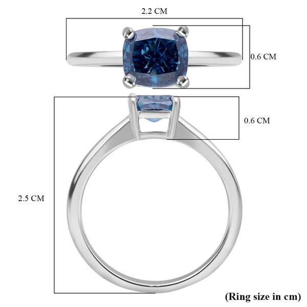 LUXURIANT DIAMOND - Lab Grown Blauer Diamant SI Ring 925 Silber Rhodiniert (Gr&ouml;&szlig;e 18.00) (10-15 Werktage Lieferzeit) ca. 1.00 ct image number 5