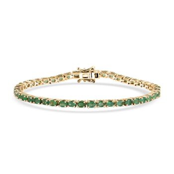 D'Joy AAA Kagem Sambischer Smaragd Armband ca. 19 cm 925 Silber 750 Gelbgold vermeil ca. 7,13 ct.