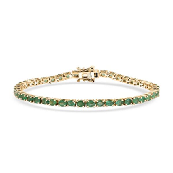 D'Joy AAA Kagem Sambischer Smaragd Armband ca. 19 cm 925 Silber 750 Gelbgold vermeil ca. 7,13 ct.