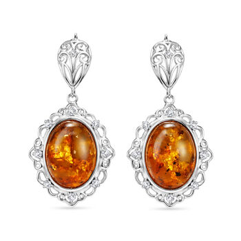 Nat&uuml;rlicher Baltischer Bernstein filigran Ohrringe 925 Silber