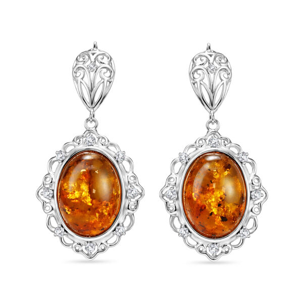 Nat&uuml;rlicher Baltischer Bernstein filigran Ohrringe 925 Silber