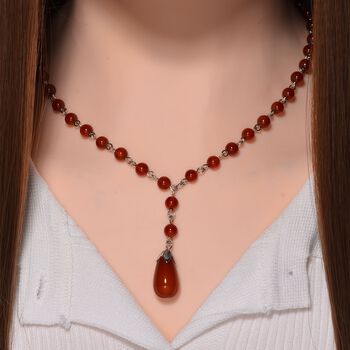 Rote Achat Halskette ca. 45 cm+ 5 cm Extender, ca. 85.00 ct