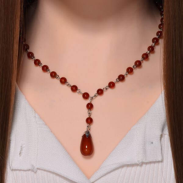 Rote Achat Halskette ca. 45 cm+ 5 cm Extender, ca. 85.00 ct image number 1