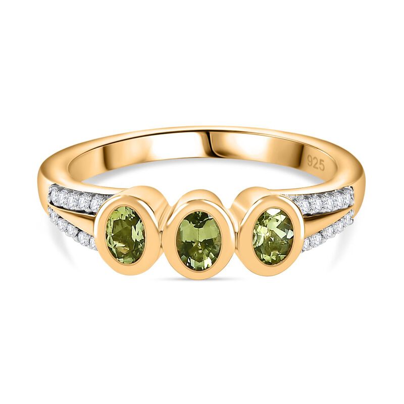 AA Calabar-Turmalin, Weißer Zirkon Ring, 925 Silber Gelbgold Vermeil (Größe 20.00) ca. 0.58 ct image number 0