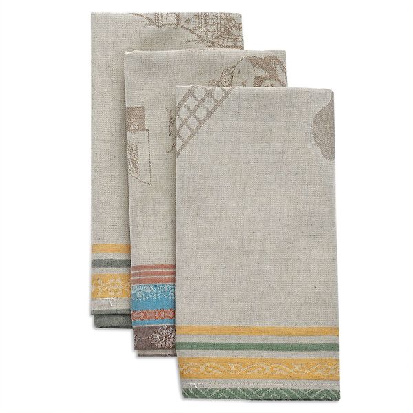 LIVMORE Set aus 3 Jacquard gewebten K&uuml;chenhandt&uuml;chern, 50x70cm, Beige Gr&uuml;n image number 6