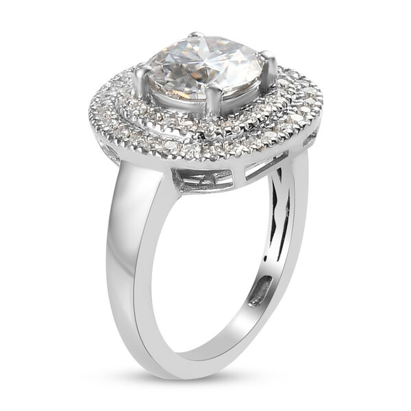 88 Facetten Moissanit Ring 925 Silber platiniert  ca. 2,01 ct image number 5