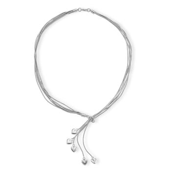 Lariat-Halskette mit Herz-Charms, nickelfreies Messing , ca. 50 cm
