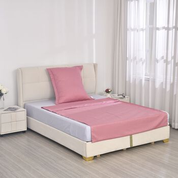 Bettw&auml;sche-Set aus 80% Baumwolle mit Satin-Streifen, 135 x 200 cm und 80 x 80 cm, Rosa