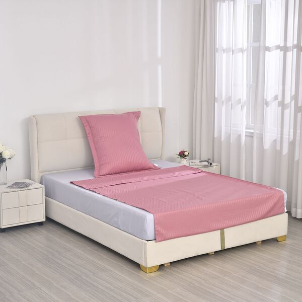 Bettwäsche-Set aus 80% Baumwolle mit Satin-Streifen, 135 x 200 cm und 80 x 80 cm, Beige