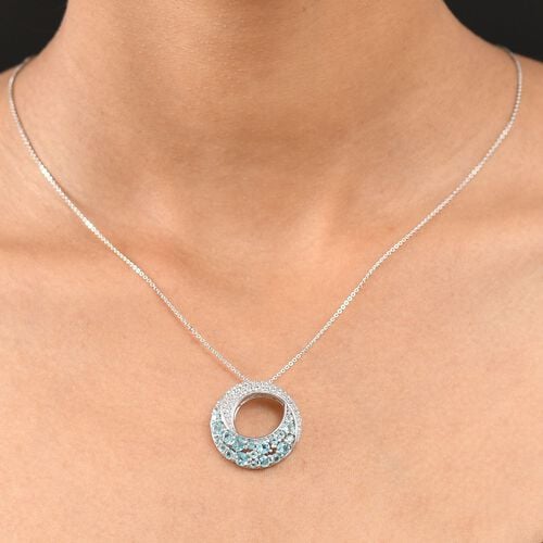 D'joy AA Betroka Blauer Apatit Anhänger mit Kette (ca. 50 cm), 925 Silber rhodiniert ca. 2,95 ct. image number 1