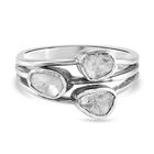 Handgearbeiteter Polki Diamant 3 Stein Ring 925 Silber Platin-Überzug image number 0