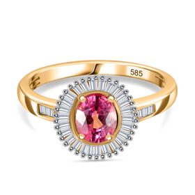 AAAA Padparadscha Saphir und Diamant Ring in 585 Gold - 1,37 ct.