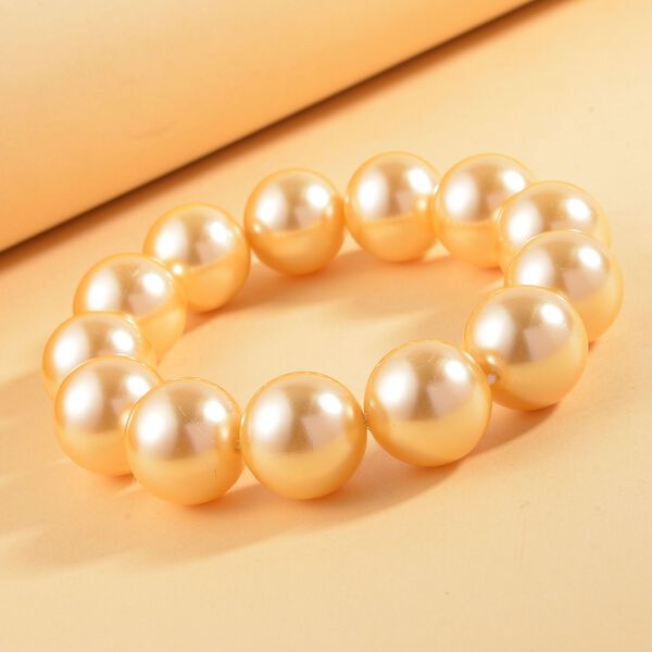 Goldene Muschelkernperle Armband, 18 cm image number 2