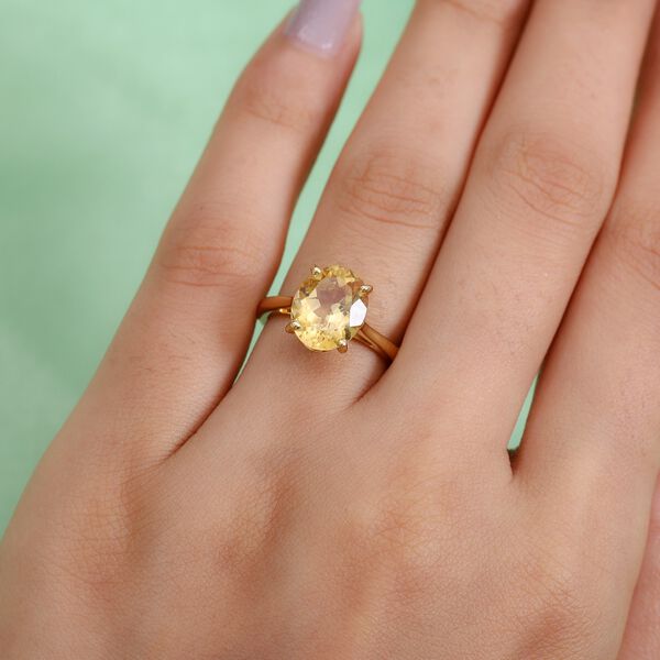 Citrin Solitär Ring 925 Silber 585 Vergoldet image number 3