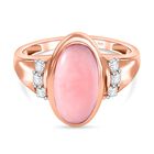 Natürlicher Peruanischer Rosa-Opal und Weißer Zirkon Ring, 925 Silber Roségold Vermeil, (Größe 17.00) ca. 3.00 ct